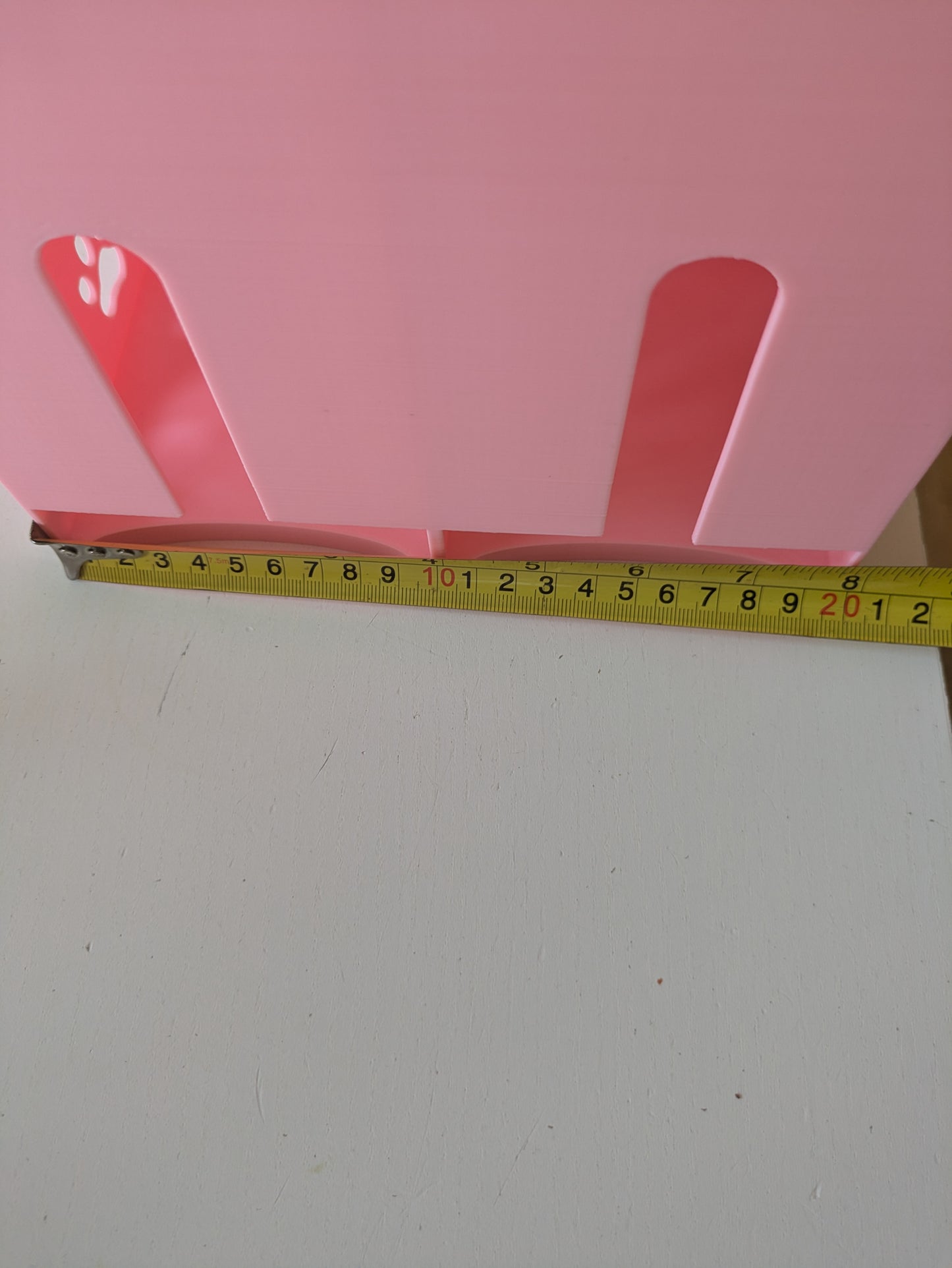 Double size pet food pouch holder & dispenser with paw prints on sides