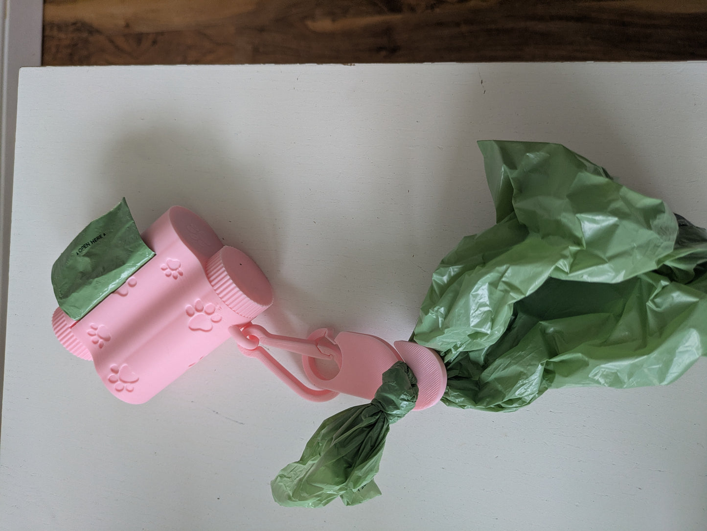 3 in 1 dog poop bag roll and snack container with hook for used poop bag